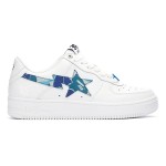 블루 ABC 카모 스타 로고가 있는 BAPE STA 화이트 스니커즈