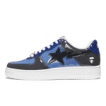 BAPE STA Schwarz-Blaue Glänzende Sneaker mit Stern-Logo