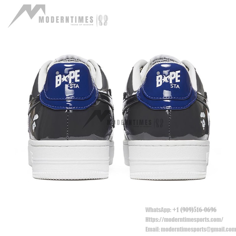 BAPE STA Schwarz-Blaue Glänzende Sneaker mit Stern-Logo