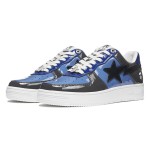 BAPE STA Schwarz-Blaue Glänzende Sneaker mit Stern-Logo