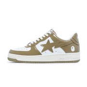 BAPE STA Beige-Weiße Lackledersneaker 1I70-191-022-BEIGE | Minimalistische Streetwear-Eleganz