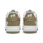 BAPE STA Beige and White Patent Leather Sneakers with Star Logo