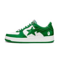 BAPE STA Green & White Patent Leather Sneakers 1H70-191-001-WG | Vibrant Streetwear Style