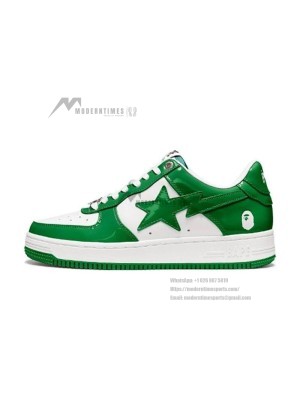 BAPE STA Green & White Patent Leather Sneakers 1H70-191-001-WG | Vibrant Streetwear Style