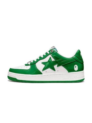 BAPE STA Green & White Patent Leather Sneakers 1H70-191-001-WG | Vibrant Streetwear Style