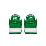 BAPE STA Green and White Patent Leather Sneakers with Star Logo