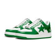 BAPE STA グリーン＆ホワイトパテントレザースニーカー 1H70-191-001-WG｜活気あふれるストリートウェアスタイル