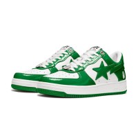 BAPE STA Green & White Patent Leather Sneakers 1H70-191-001-WG | Vibrant Streetwear Style