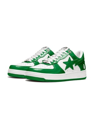 BAPE STA Grün-Weiße Lackledersneaker 1H70-191-001-WG | Lebendiger Streetwear-Stil