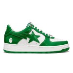 BAPE STA Green and White Patent Leather Sneakers with Star Logo