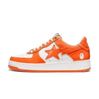 BAPE STA Orange & White Patent Leather Sneakers 1H70-191-001-WO | Vibrant Streetwear Statement