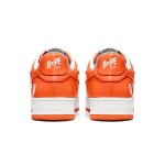 BAPE STA Orange and White Patent Leather Sneakers with Star Logo