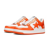 BAPE STA Orange & White Patent Leather Sneakers 1H70-191-001-WO | Vibrant Streetwear Statement