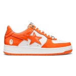 BAPE STA Orange and White Patent Leather Sneakers with Star Logo