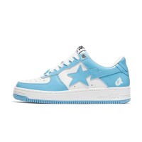 BAPE STA White & Sky Blue Patent Leather Sneakers 1I70-191-002-BLUE | Fresh Streetwear Icon