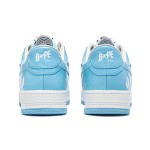 BAPE STA White and Sky Blue Patent Leather Sneakers with Star Logo