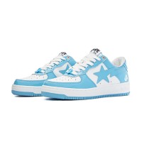 BAPE STA White & Sky Blue Patent Leather Sneakers 1I70-191-002-BLUE | Fresh Streetwear Icon