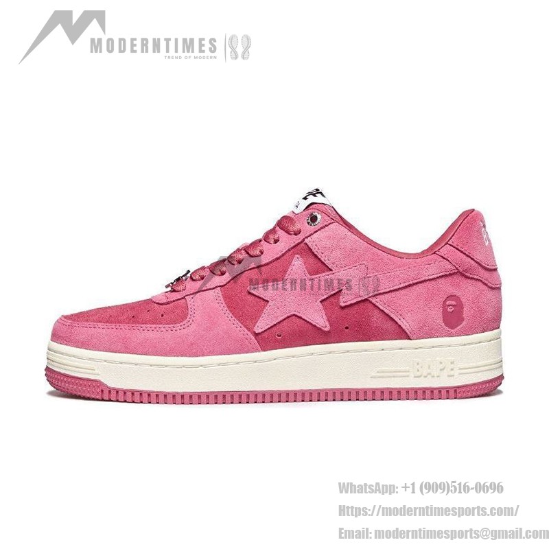 BAPE STA Pink Rose Suede Sneakers with Star Logo