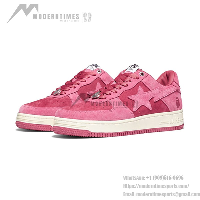 BAPE STA Pink Rose Suede Sneakers with Star Logo