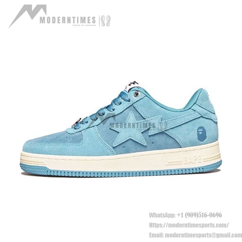 BAPE STA Sky Blue Suede Sneakers with Star Logo