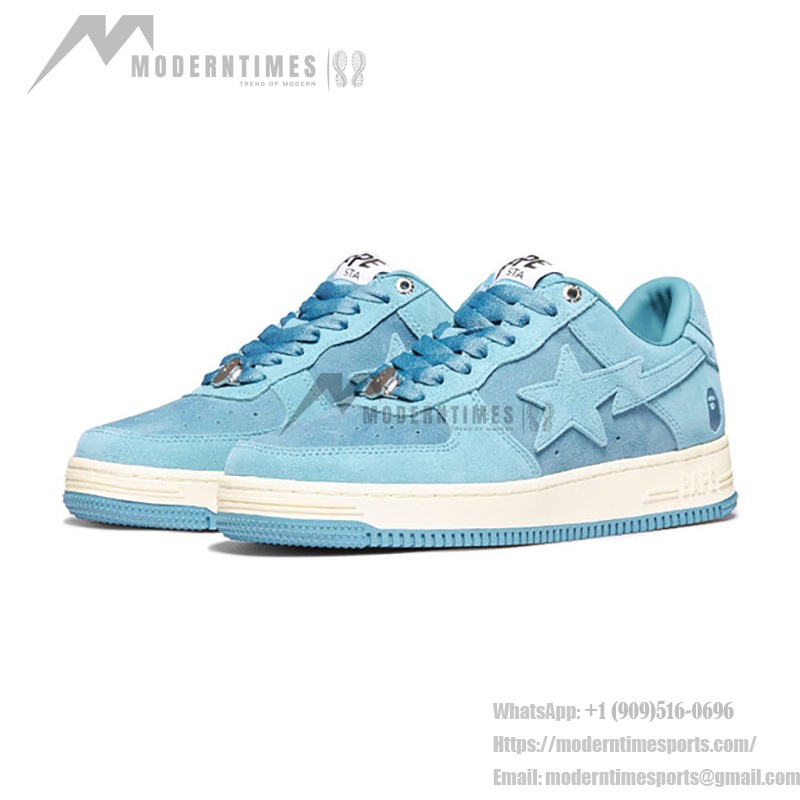 BAPE STA Sky Blue Suede Sneakers with Star Logo