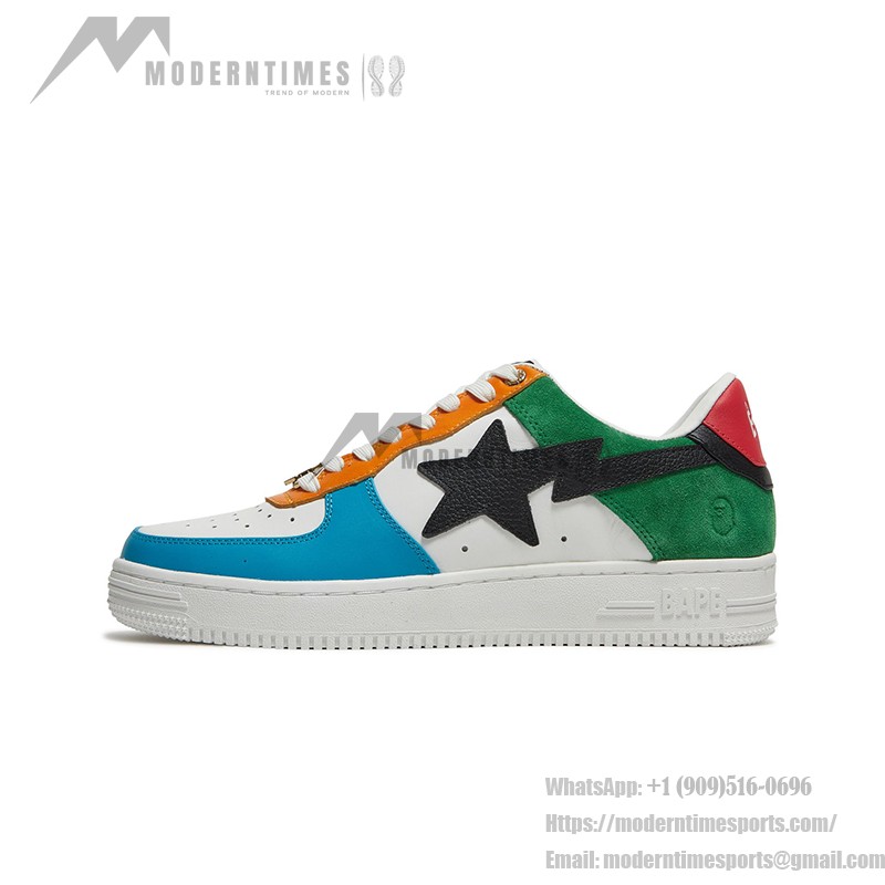 생동감 있는 컬러 블록 디자인의 BAPE STA 도쿄 로우 멀티컬러 스니커즈