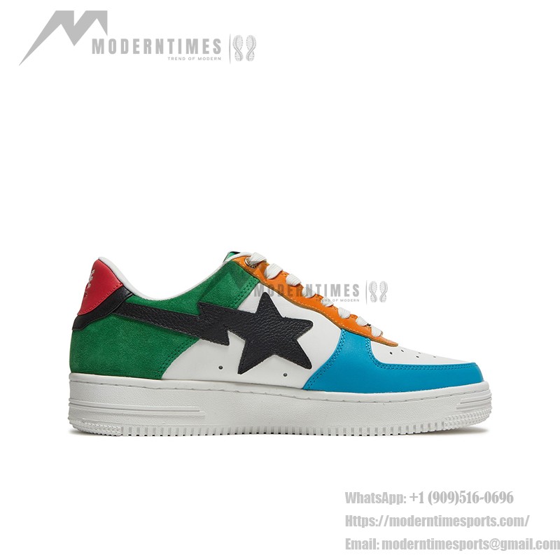 생동감 있는 컬러 블록 디자인의 BAPE STA 도쿄 로우 멀티컬러 스니커즈