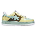 BAPE STA 옐로우 브라운 그린 스니커즈, 생동감 있는 디자인