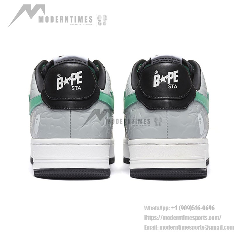 BAPE STA Grau-Schwarz-Mint Sneaker mit geprägten Details und Mint-Stern-Logo