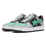 엠보싱 디테일과 민트 스타 로고가 있는 BAPE STA 그레이 블랙 민트 스니커즈