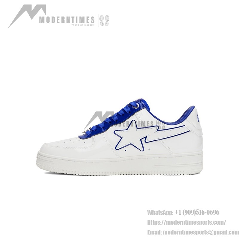 BAPE STA White & Navy Blue Sneakers with Signature Star Logo