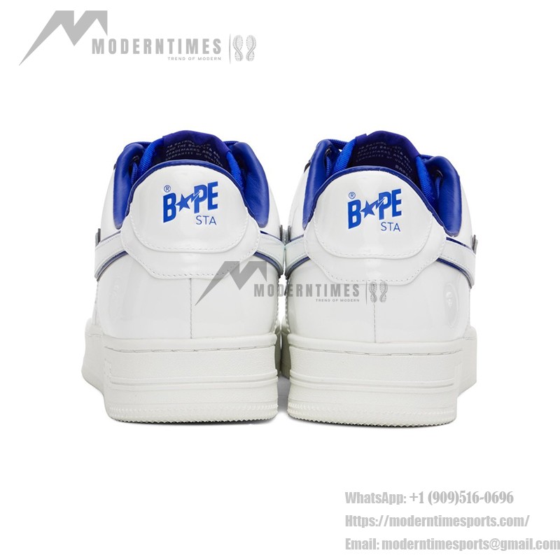 BAPE STA White & Navy Blue Sneakers with Signature Star Logo