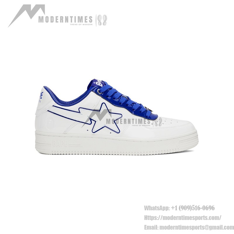 BAPE STA White & Navy Blue Sneakers with Signature Star Logo