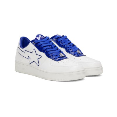 BAPE STA White & Navy Blue Sneakers 001FWJ302017I-NVY | Iconic Streetwear Essential