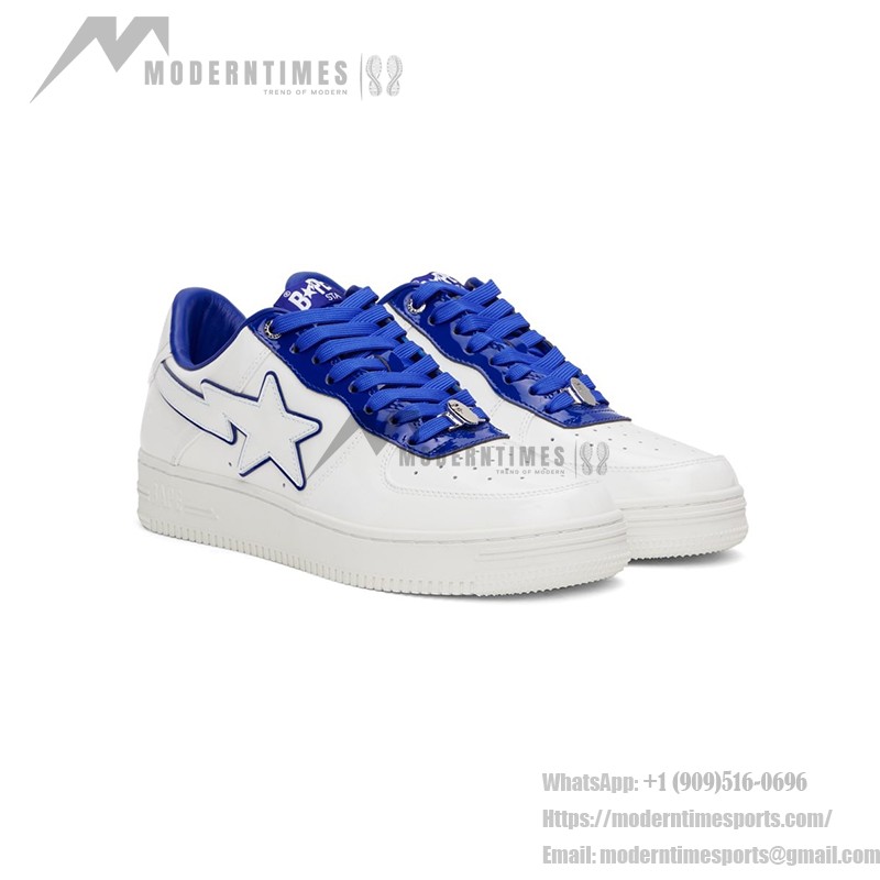 BAPE STA White & Navy Blue Sneakers with Signature Star Logo