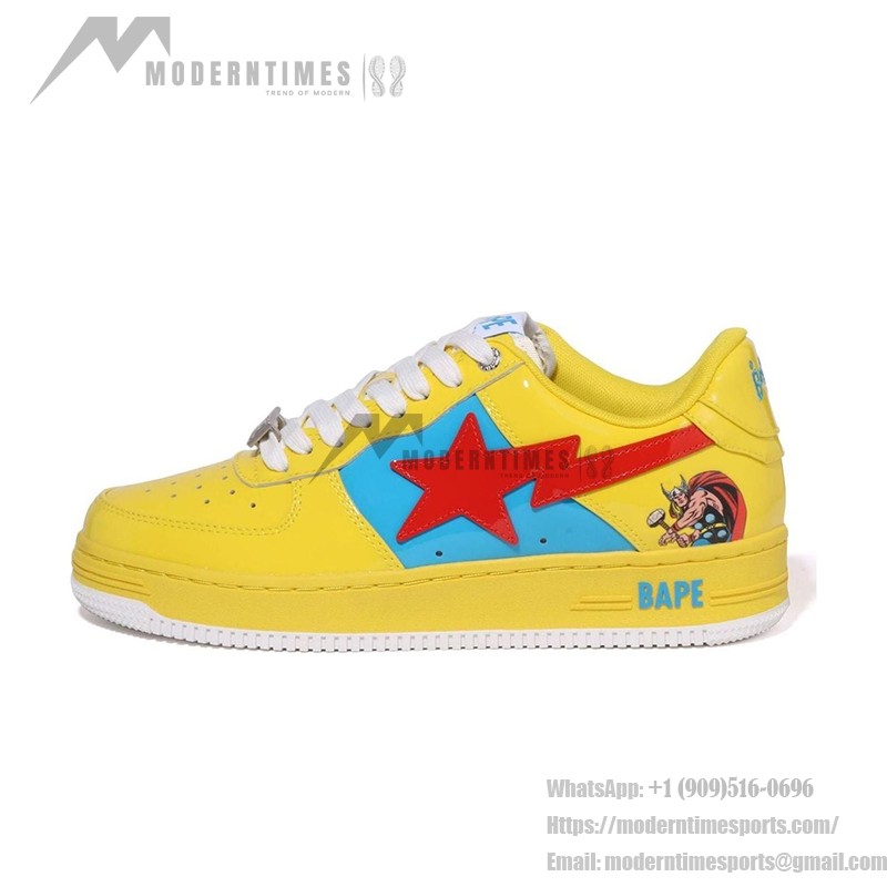 BAPE STA x Marvel Thor Sneakers with Yellow, Red, and Blue Design