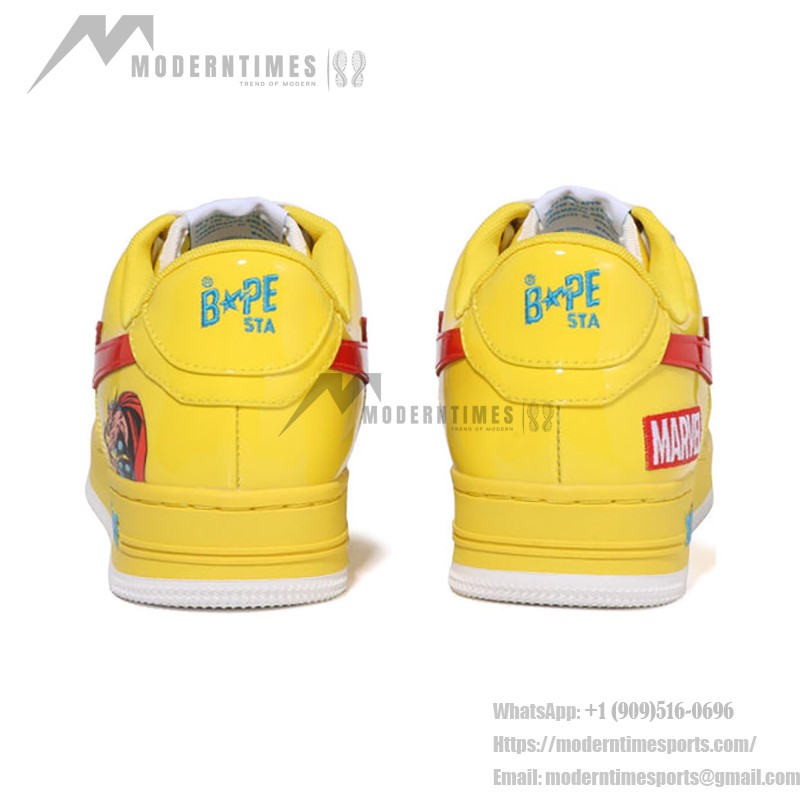 BAPE STA x Marvel Thor Sneakers with Yellow, Red, and Blue Design