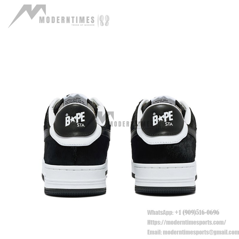 BAPE STA Black & White Faux Fur Sneakers with Iconic Design