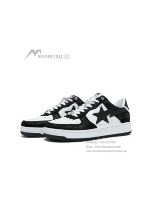 BAPE STA Black & White Faux Fur Sneakers 0ZXSHM191050LBKA | Iconic Streetwear Essential