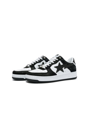 BAPE STA Black & White Faux Fur Sneakers 0ZXSHM191050LBKA | Iconic Streetwear Essential