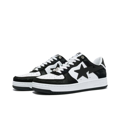 BAPE STA Black & White Faux Fur Sneakers 0ZXSHM191050LBKA | Iconic Streetwear Essential