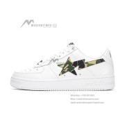 BAPE STA White Camo Star Sneakers 1I70-191-005-GREEN | Iconic Streetwear with Camo Style