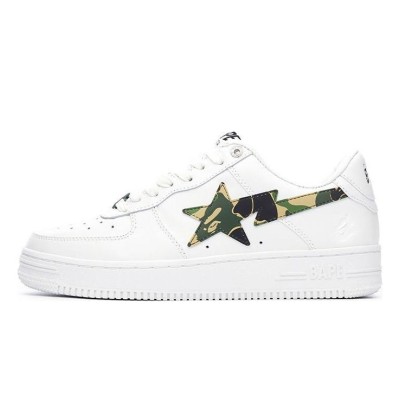 BAPE STA White Camo Star Sneakers 1I70-191-005-GREEN | Iconic Streetwear with Camo Style