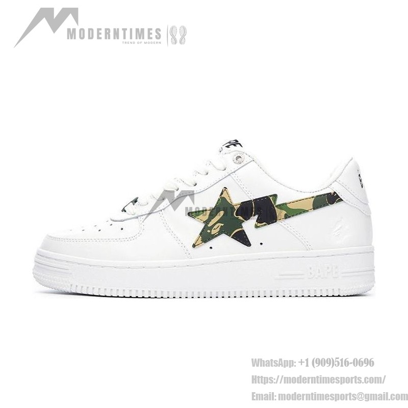 ABC 카모 스타 로고가 있는 BAPE STA 화이트 스니커즈