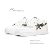 BAPE STA White Camo Star Sneakers 1I70-191-005-GREEN | Iconic Streetwear with Camo Style
