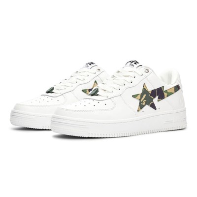 BAPE STA White Camo Star Sneakers 1I70-191-005-GREEN | Iconic Streetwear with Camo Style