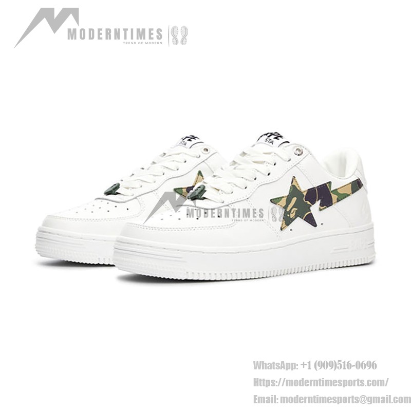 ABC 카모 스타 로고가 있는 BAPE STA 화이트 스니커즈