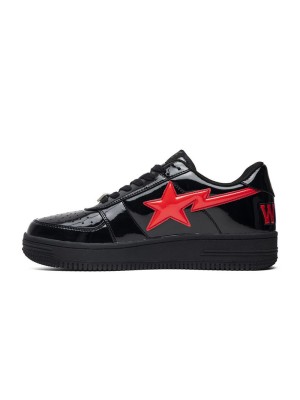 BAPE STA Black & Red Patent Leather Sneakers 1H30-191-012-BLK | Bold Streetwear Elegance