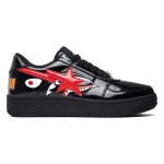 BAPE STA Black Patent Leather Sneakers with Red Star Logo