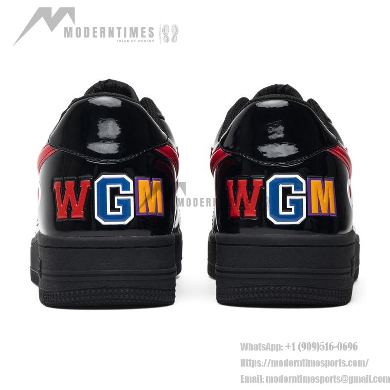 BAPE STA Black Patent Leather Sneakers with Red Star Logo